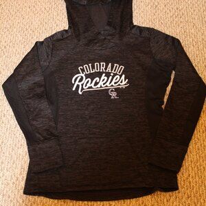 COLORADO ROCKIES MAJESTIC HOODIE SIZE MEDIUM BLACK/GRAY